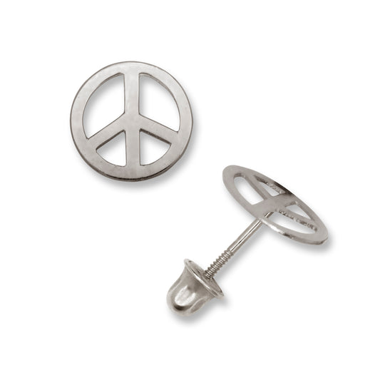14K Solid Gold Peace Sign Stud Earrings - BEYOND