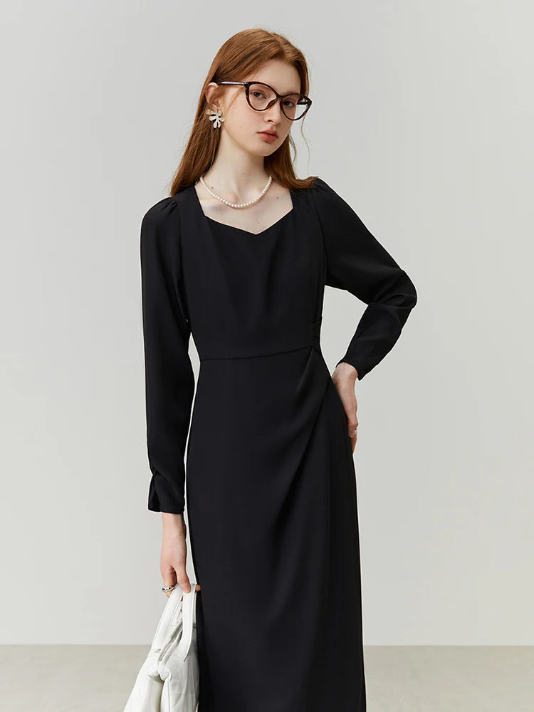 Elegant Long Sleeve Asymmetric Dress