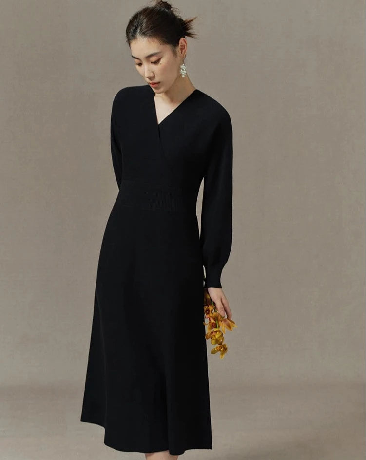 Elegant Midi Black Dress