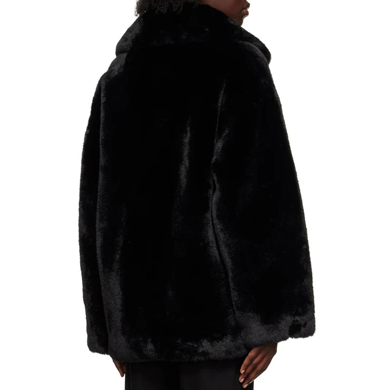 Long Faux Rabbit Fur Coat