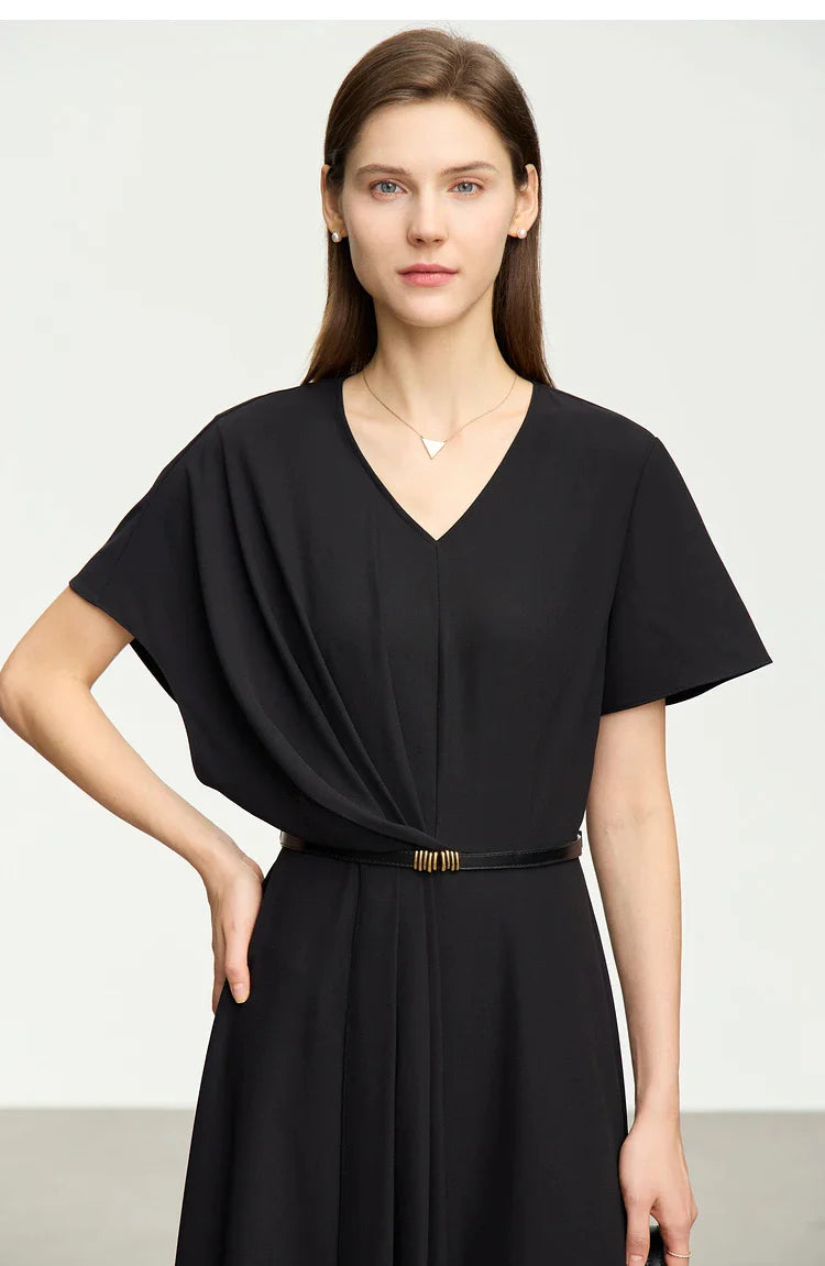 Black Asymmetrical Midi Dress