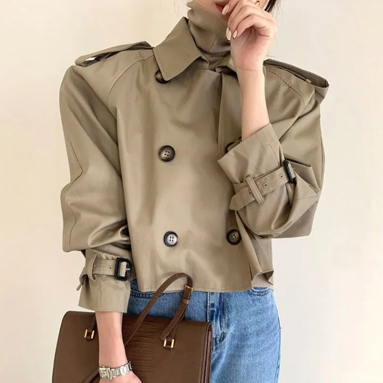 Cropped Design Trench Coats - BEYOND