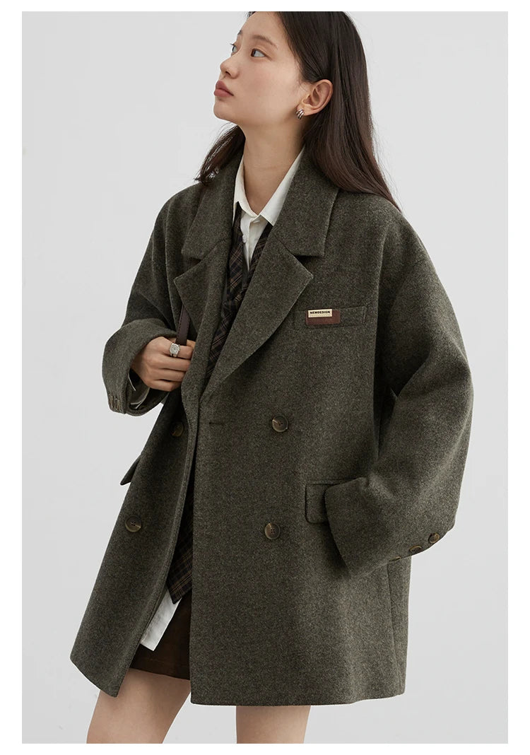 Loose Blended Mid Length Blazer Coat