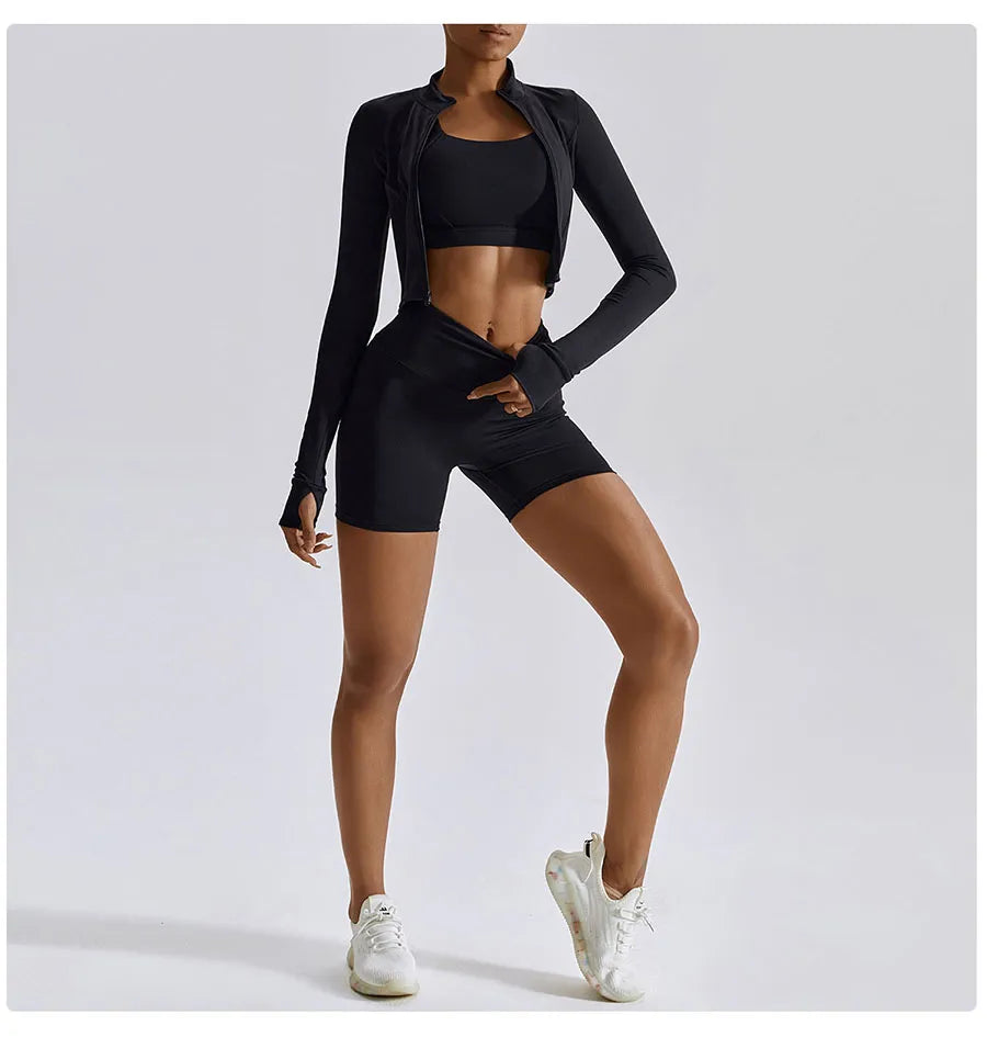Chic Sports Top and Leggings & Shorts Set