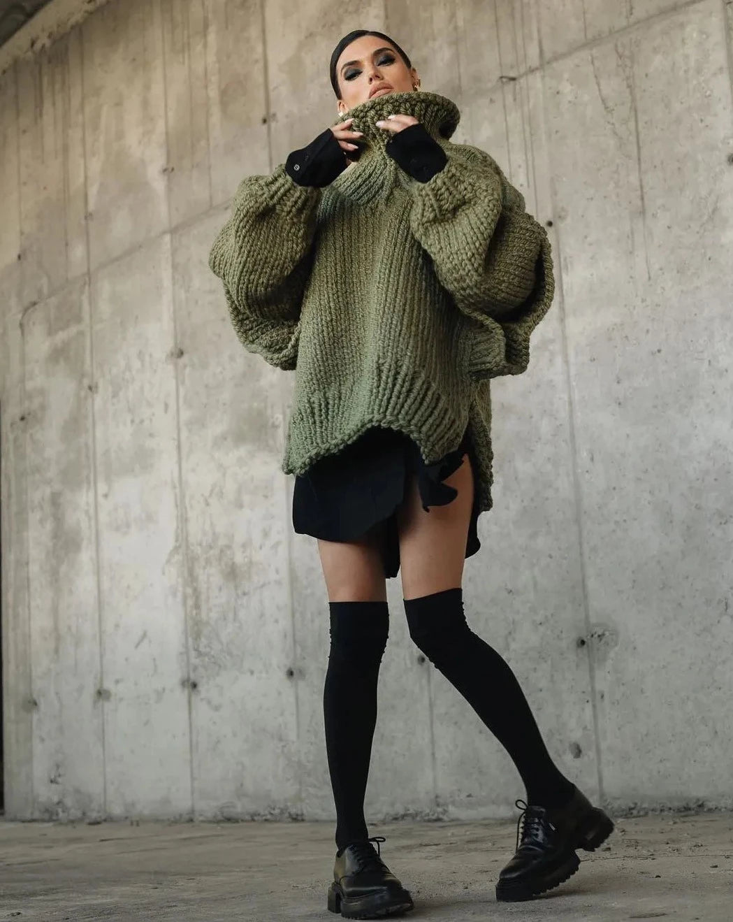 Oversized Knit Turtleneck Loose Sweater