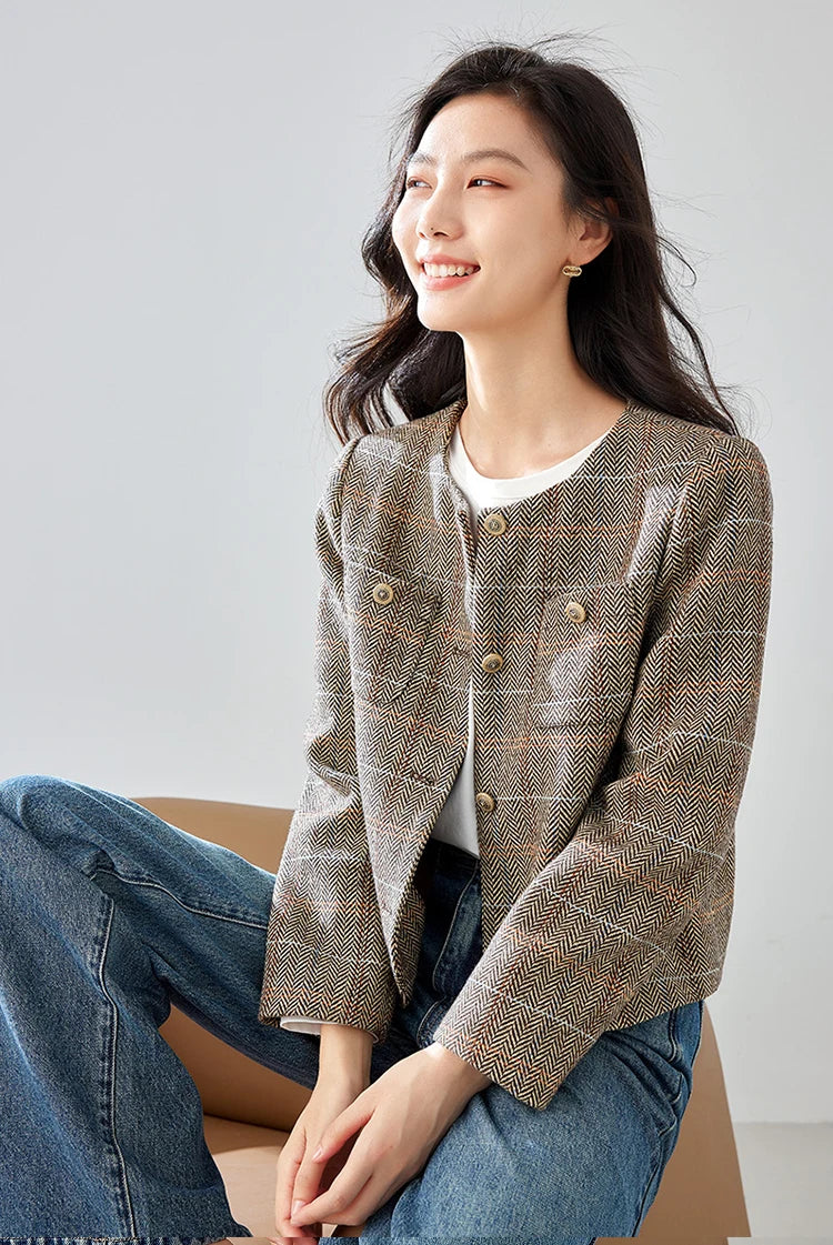 Plaid Cropped Jacket