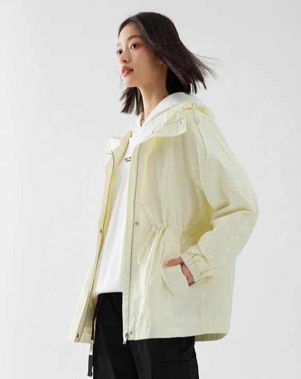 Mid-Length Casual Loose Hooded Jacket