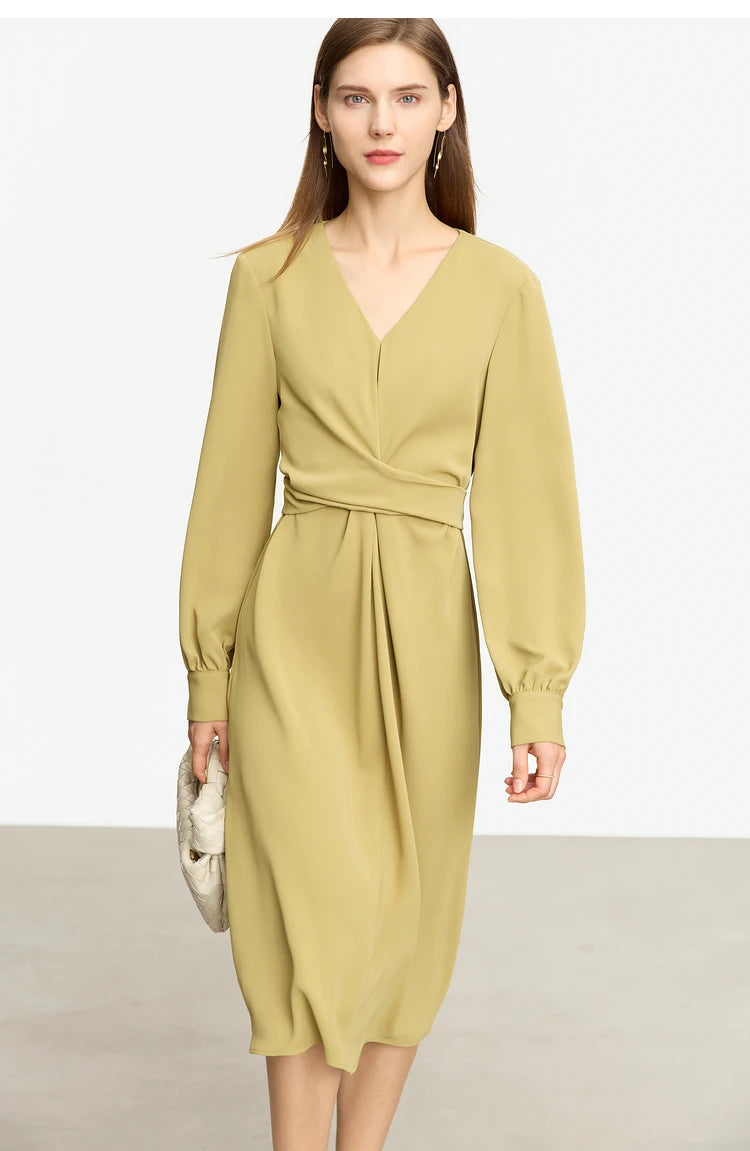 Minimalist V-neck A-Line Midi Dress