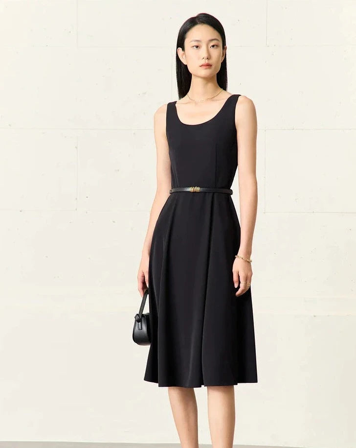 Black Round Neck Sleeveless Dress