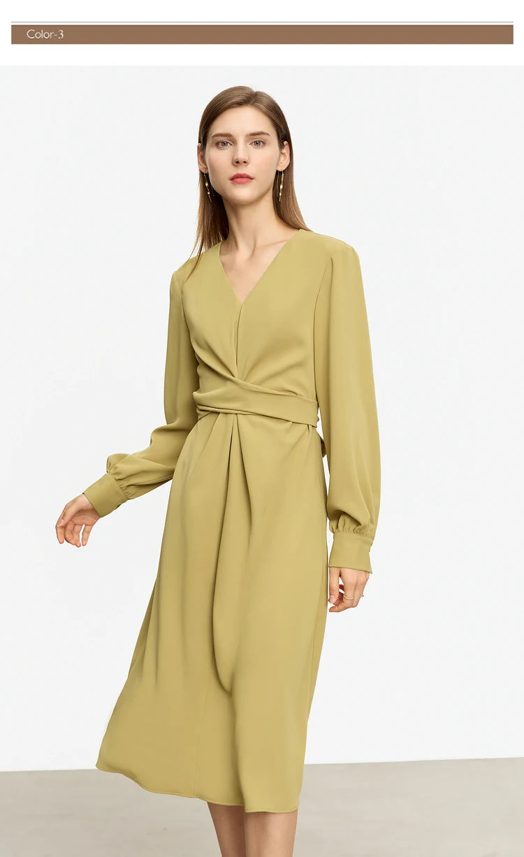 Minimalist V-neck A-Line Midi Dress