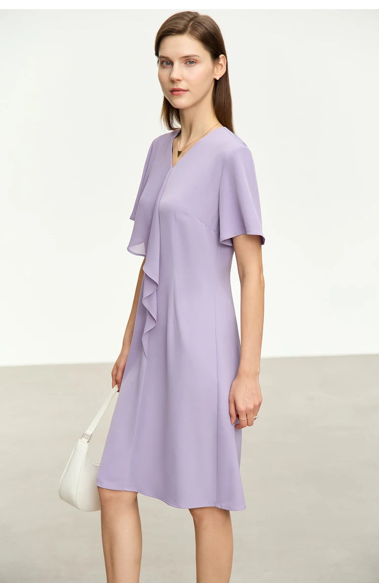 Chiffon V-Neck Ruffles Dress