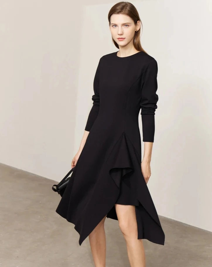Elegant Asymmetrical Midi Dress