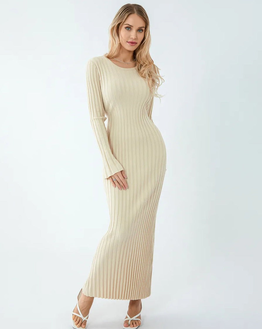 Elegant Long Ribbed Dress