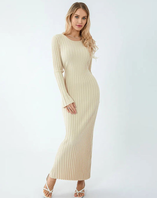 Elegant Long Ribbed Dress