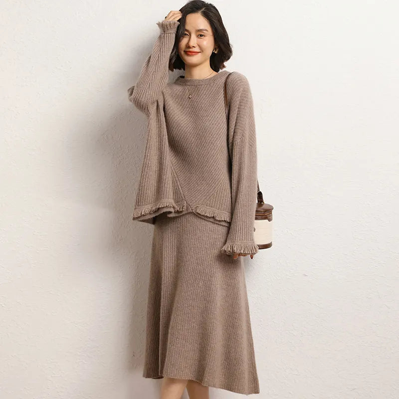 Cashmere Sweater And Skirt Two-Piece Set - BEYOND