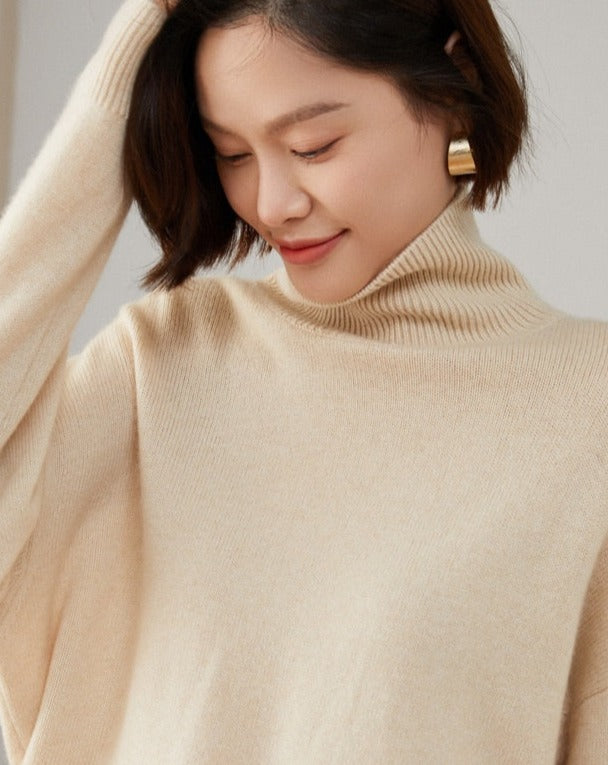 Long Sleeve Turtleneck Cashmere Sweater - BEYOND