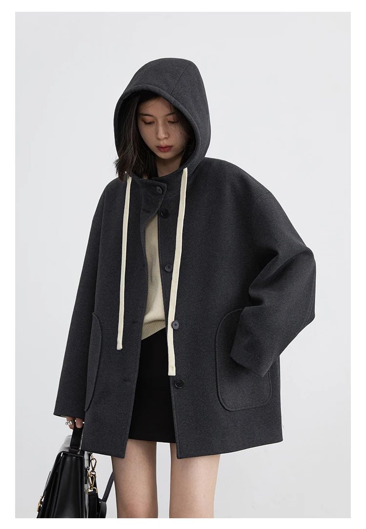 Woolen V-Neck Coat