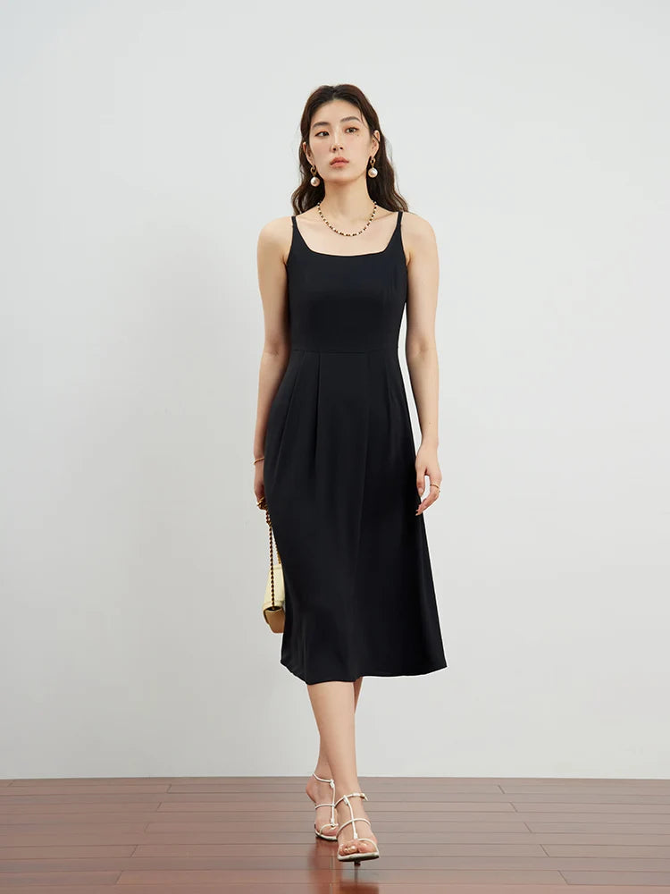 Black Sleeveless Midi Dress