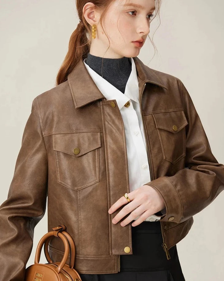 Faux Leather Casual Jacket