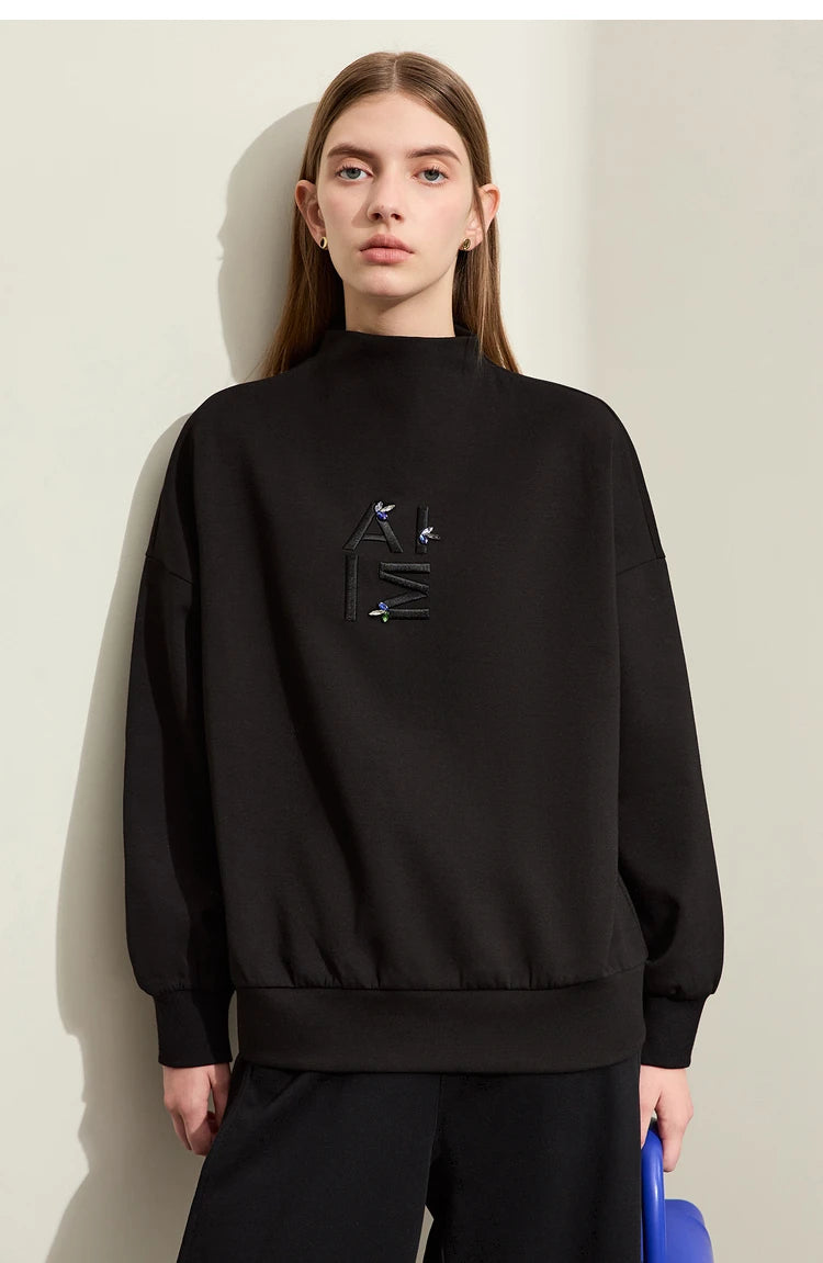 Minimalism Half-High Neck Sweatshirt