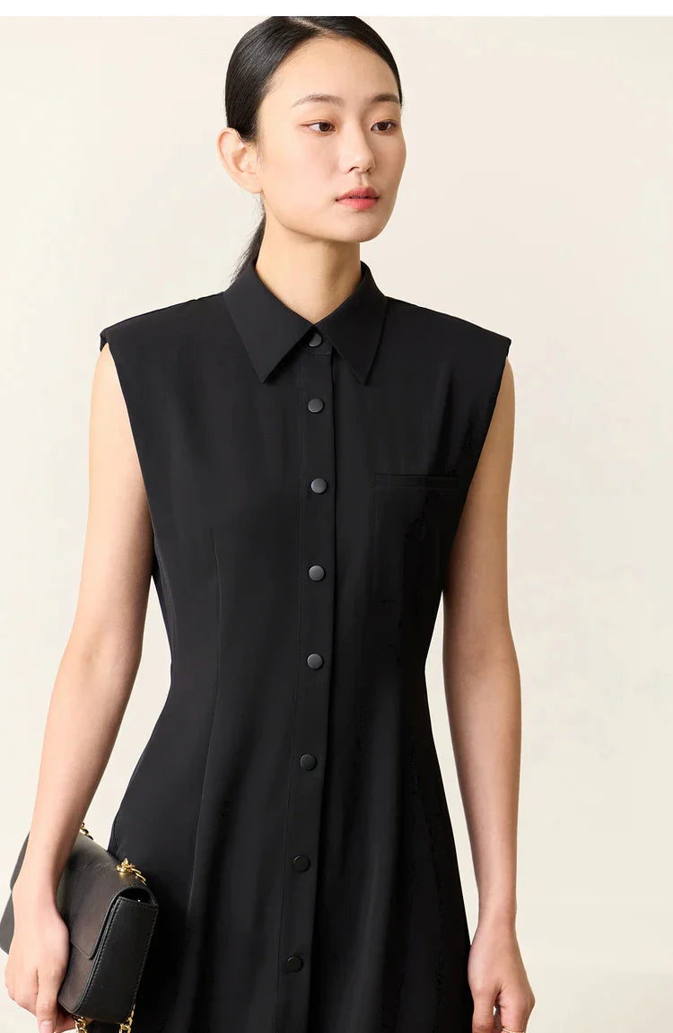 Black Minimalism Sleeveless Dress