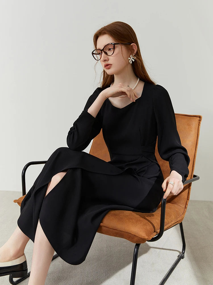 Elegant Long Sleeve Asymmetric Dress