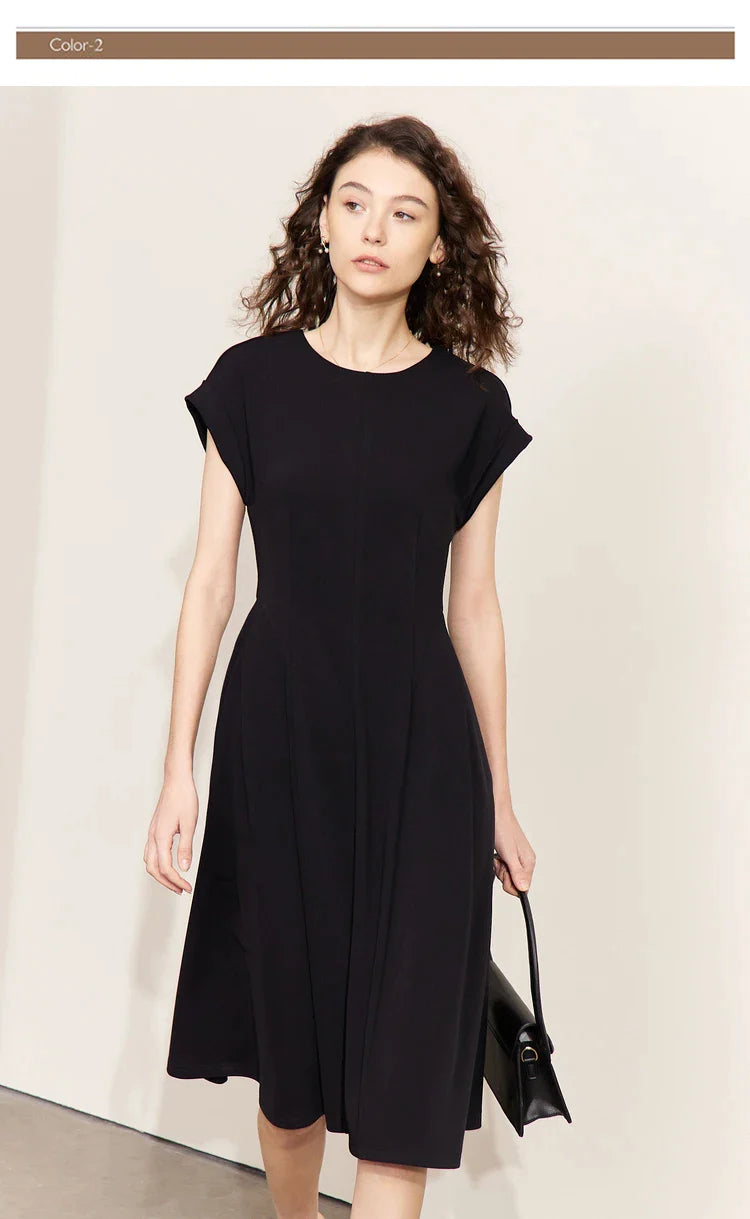Black Minimalism Elegant Midi Dress