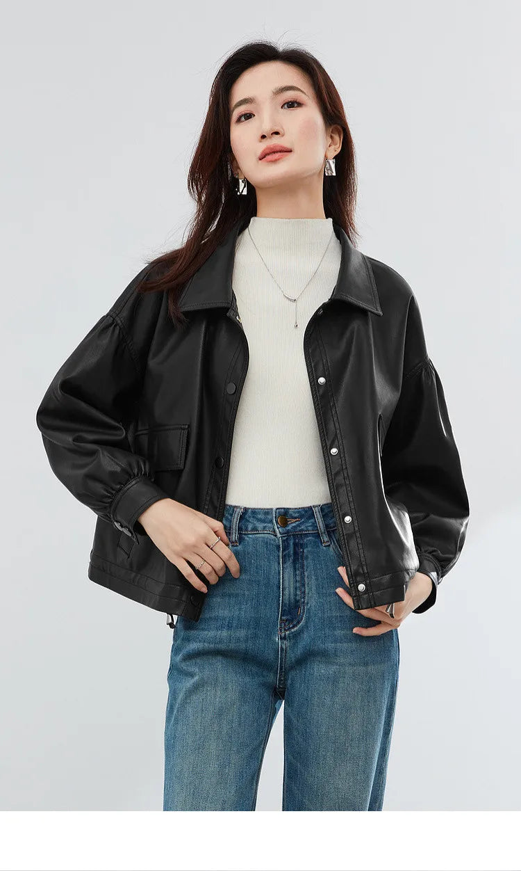 Leather Cropped Jacket