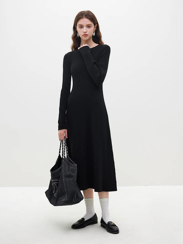 Simple  Knitted Slimming Midi Dress