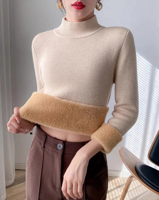Half Turtleneck Velvet Sweater