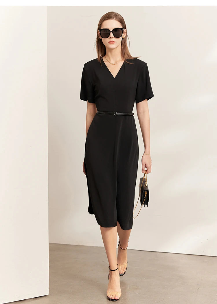 Minimalism Sleeves A-Line Midi Dress