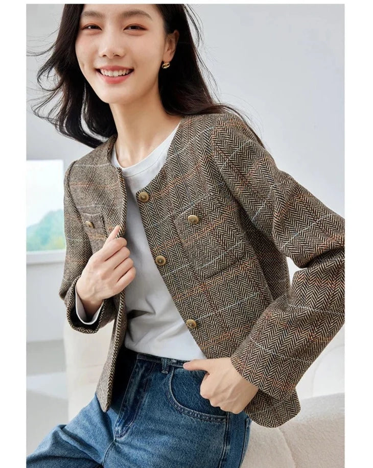 Plaid Cropped Jacket