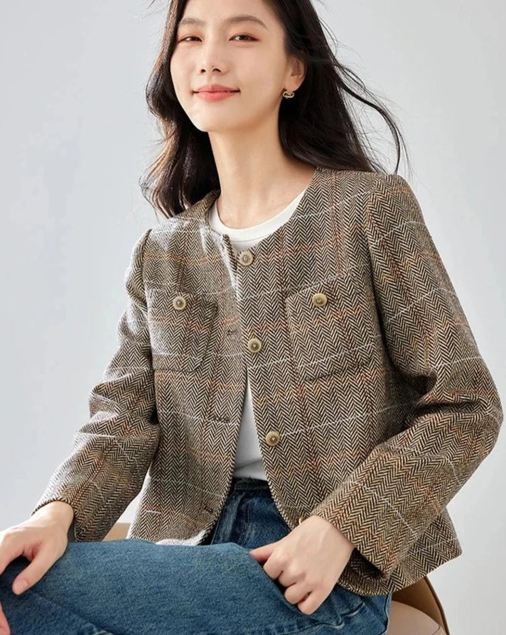 Plaid Cropped Jacket