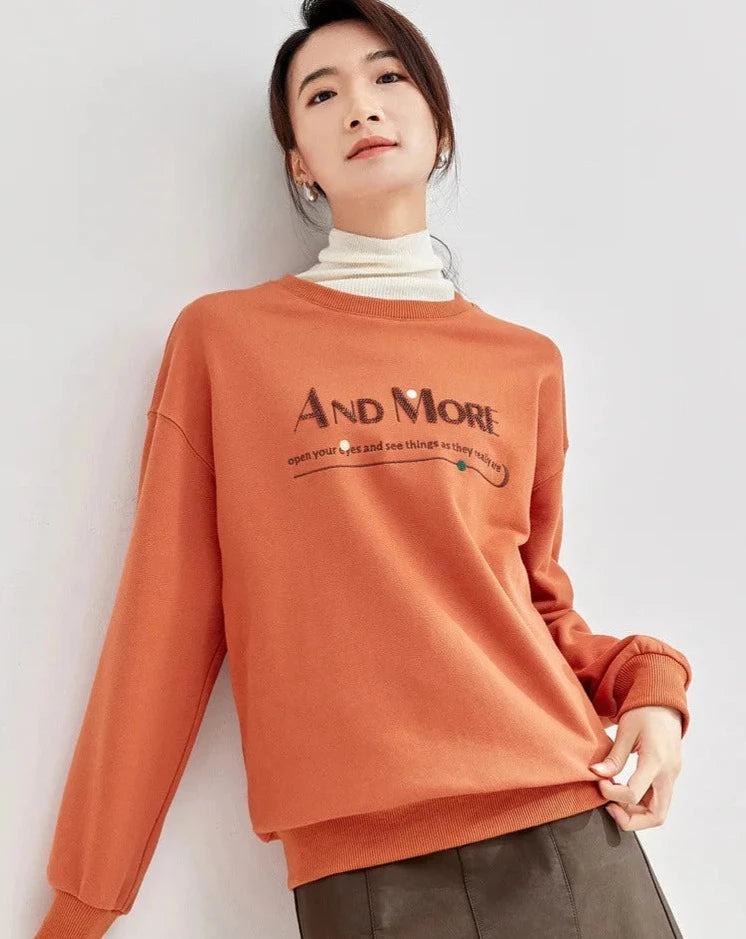 Round Neck Casual Loose Sweatshirt