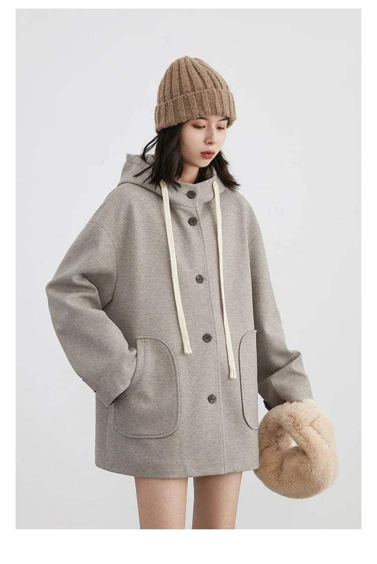 Woolen V-Neck Coat