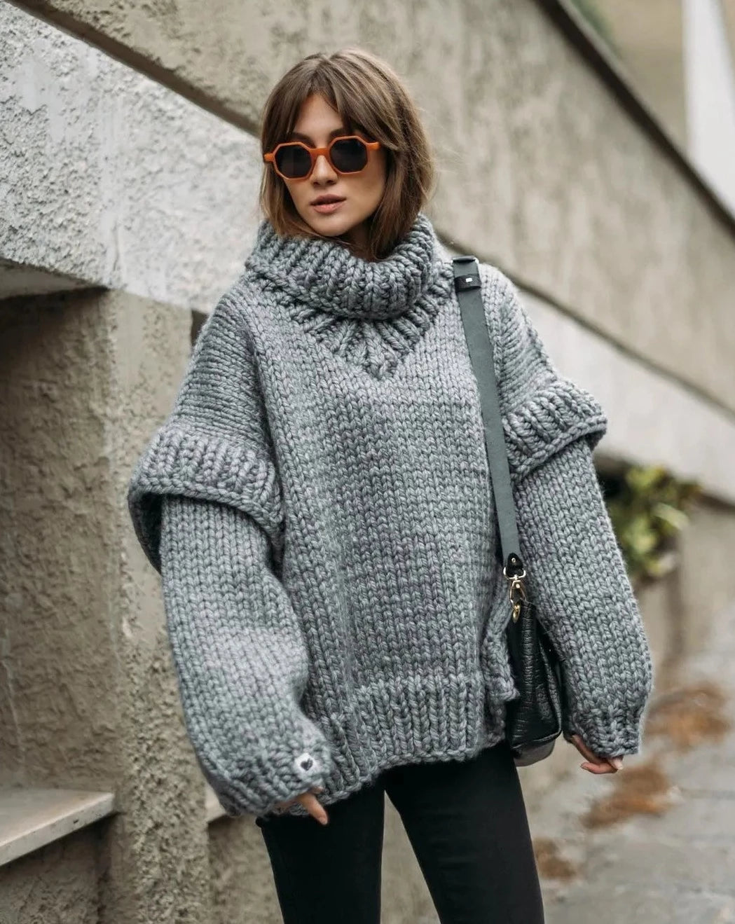 Oversized Knit Turtleneck Loose Sweater – BEYOND FASHION