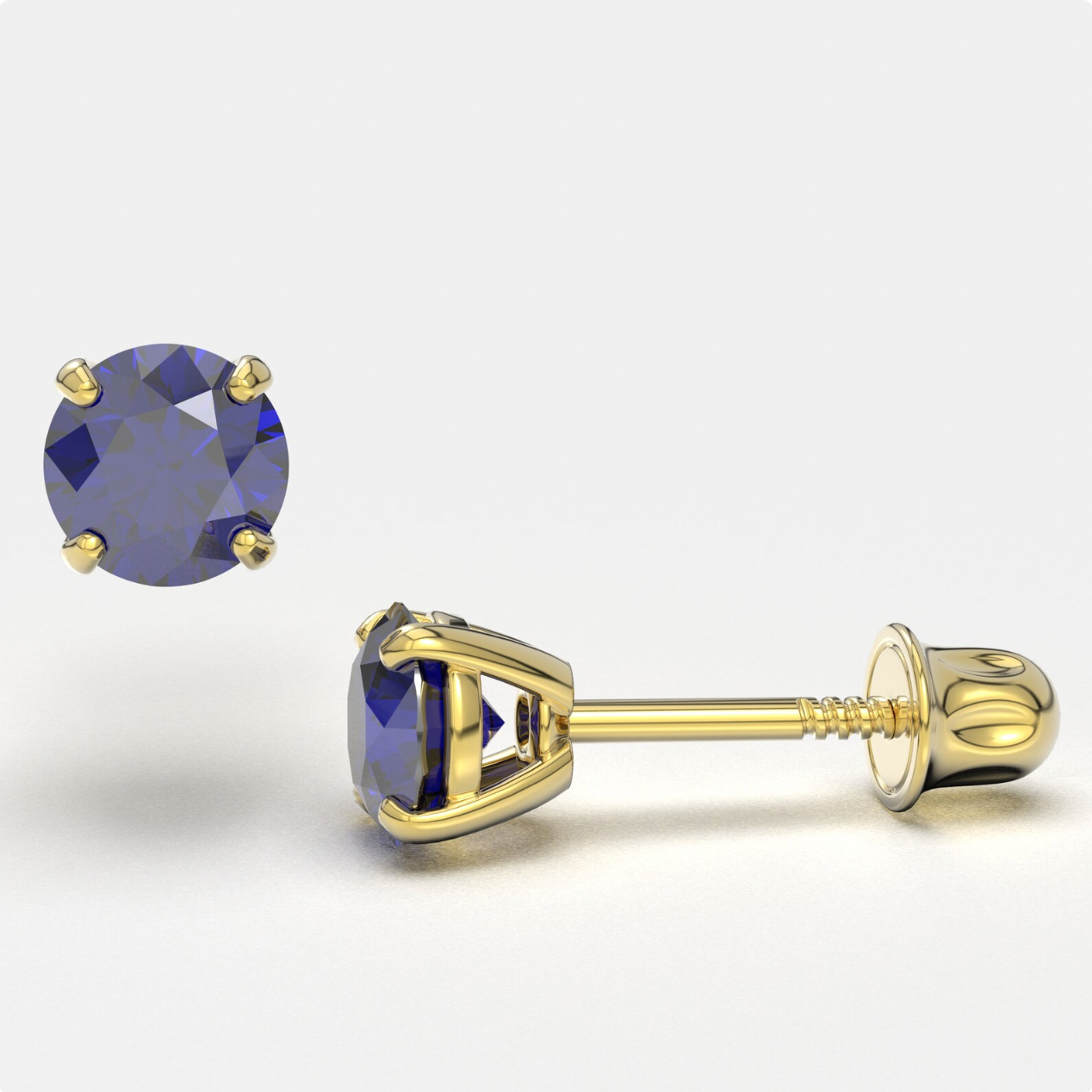 Purple Zircon 14K Solid Gold Stud Earrings