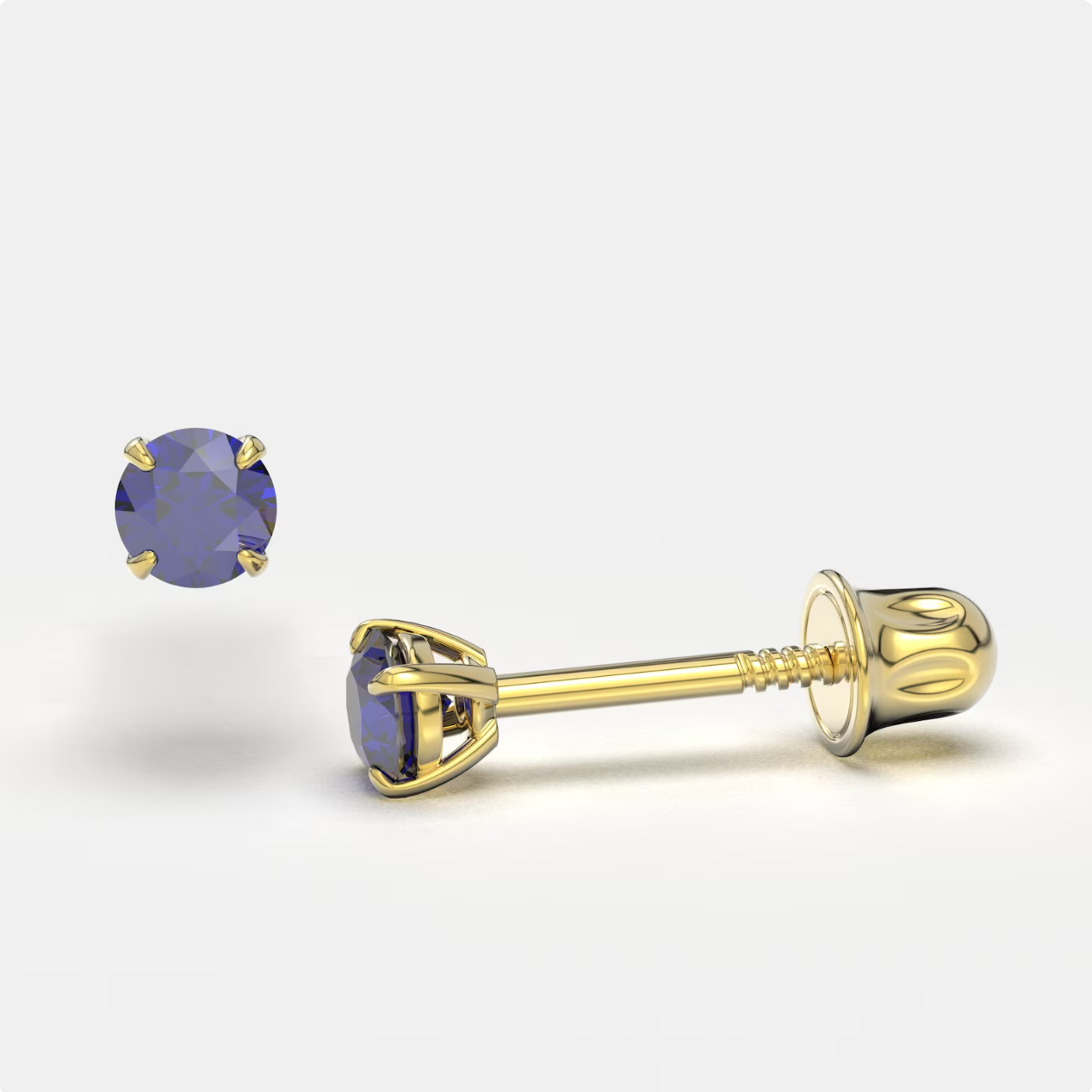Purple Zircon 14K Solid Gold Stud Earrings