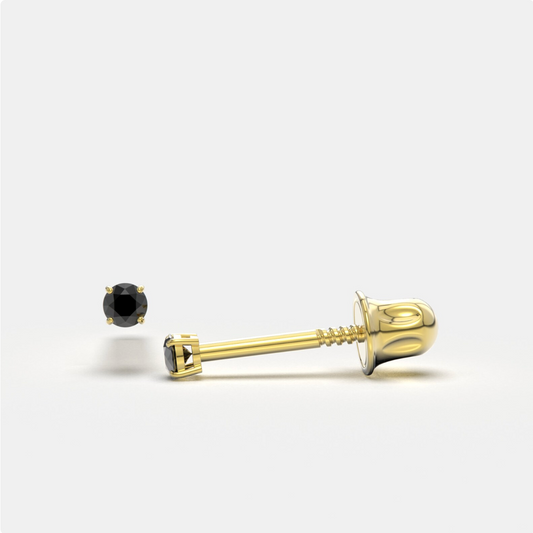 Black Zircon 14K Solid Gold Stud Earrings - BEYOND