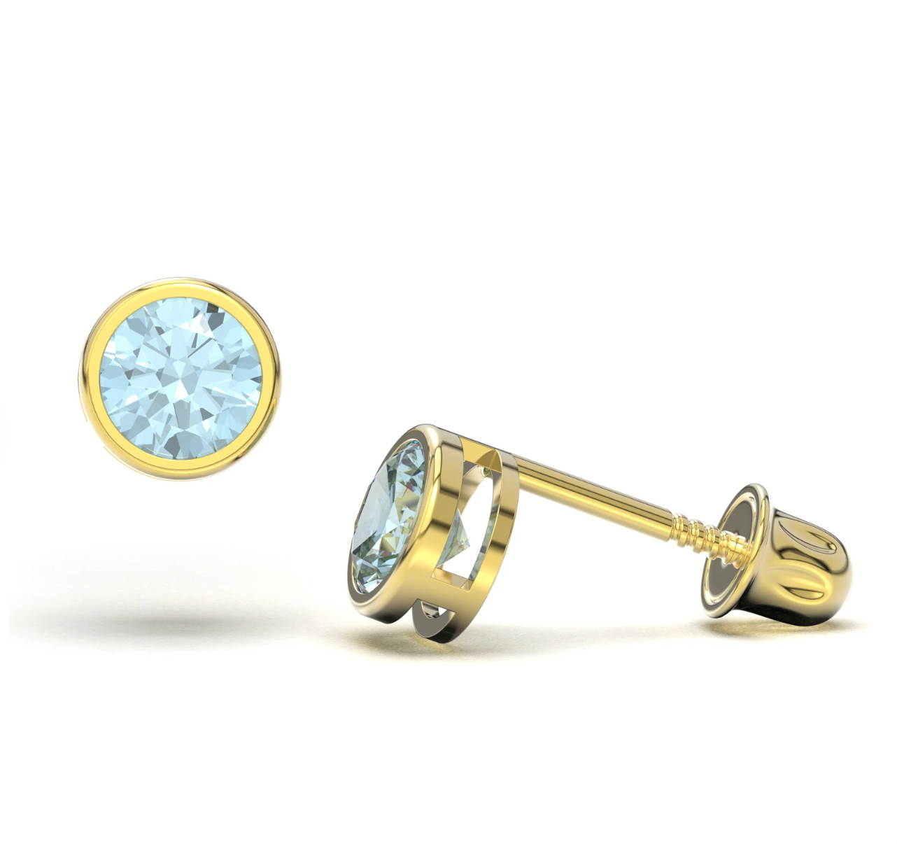Blue Zircon 14K Solid Gold Stud Earrings - BEYOND