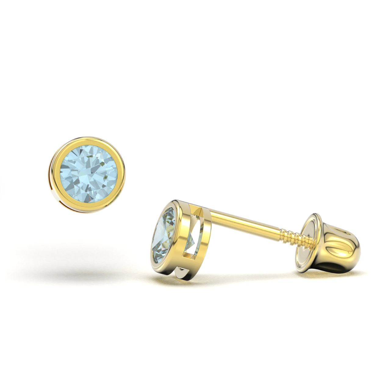 Blue Zircon 14K Solid Gold Stud Earrings - BEYOND