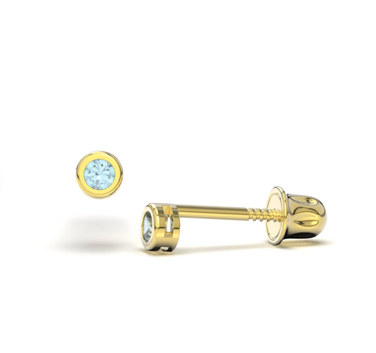 Blue Zircon 14K Solid Gold Stud Earrings - BEYOND