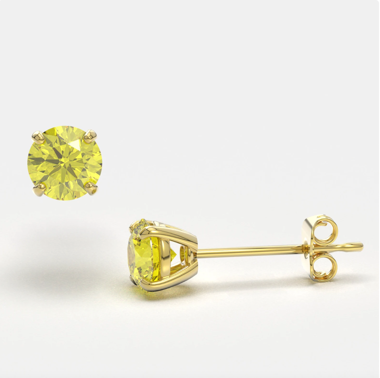 Bright Stone Zircon 14K Solid Gold Stud Earrings - BEYOND