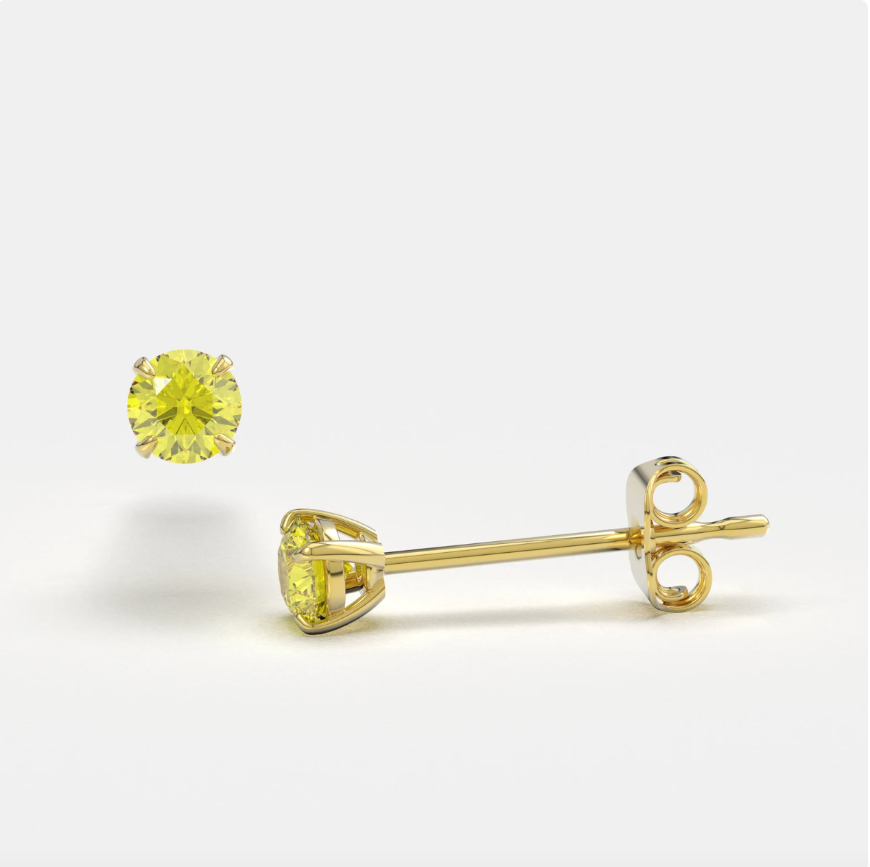 Bright Stone Zircon 14K Solid Gold Stud Earrings - BEYOND