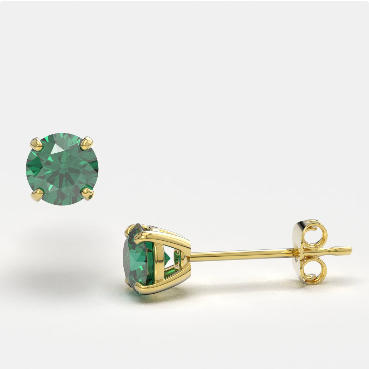 Green Zircon 14K Solid Gold Stud Earrings - BEYOND