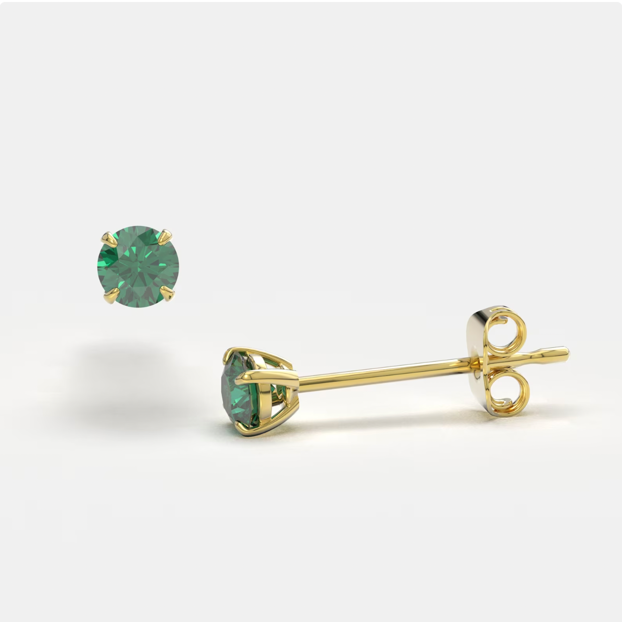 Green Zircon 14K Solid Gold Stud Earrings - BEYOND