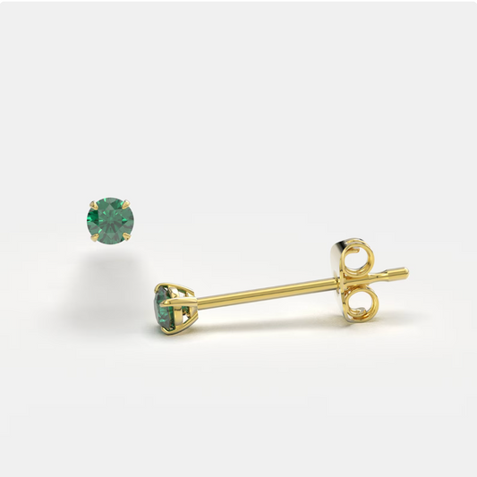 Green Zircon 14K Solid Gold Stud Earrings - BEYOND