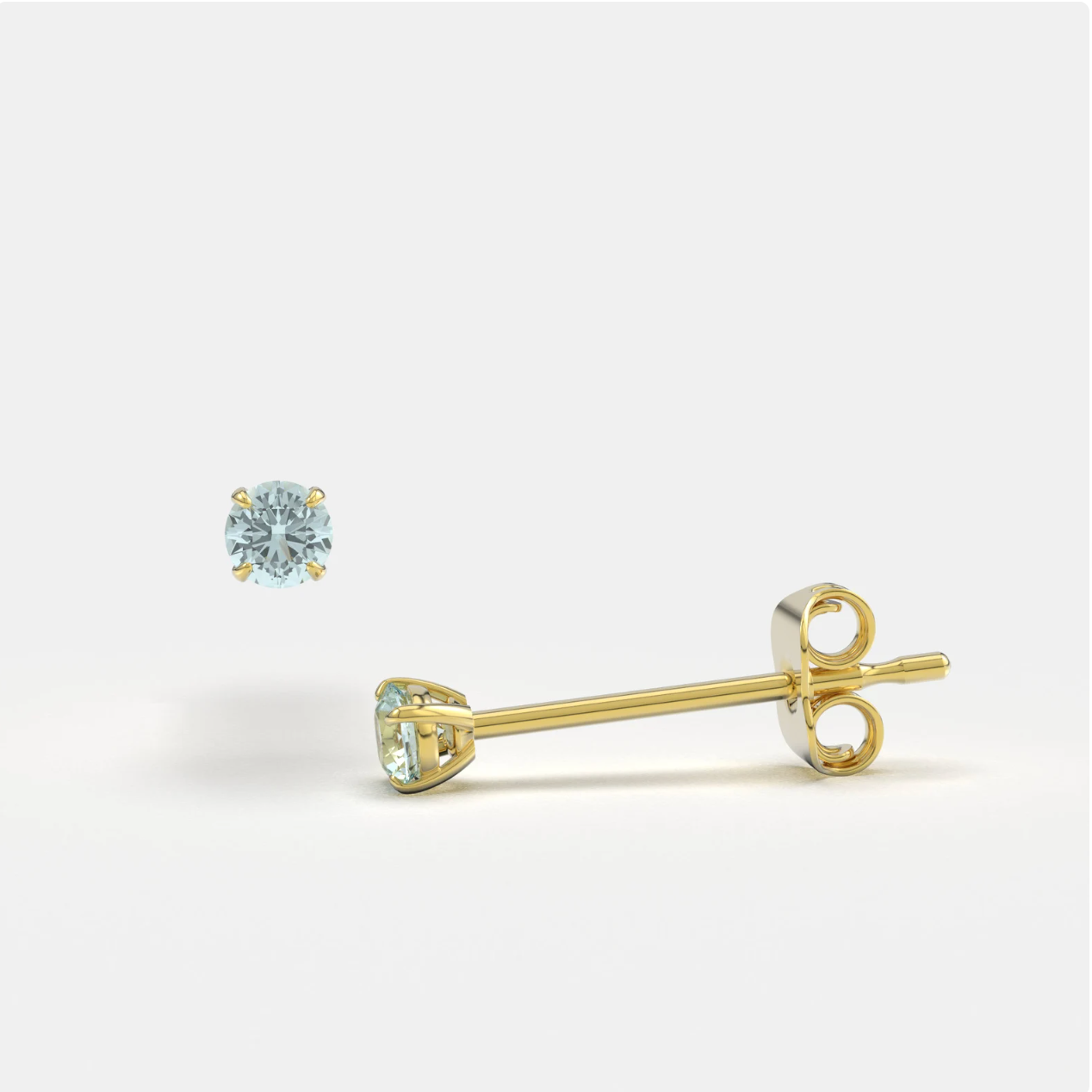 Blue Bright Stone Zircon 14K Solid Gold Stud Earrings - BEYOND