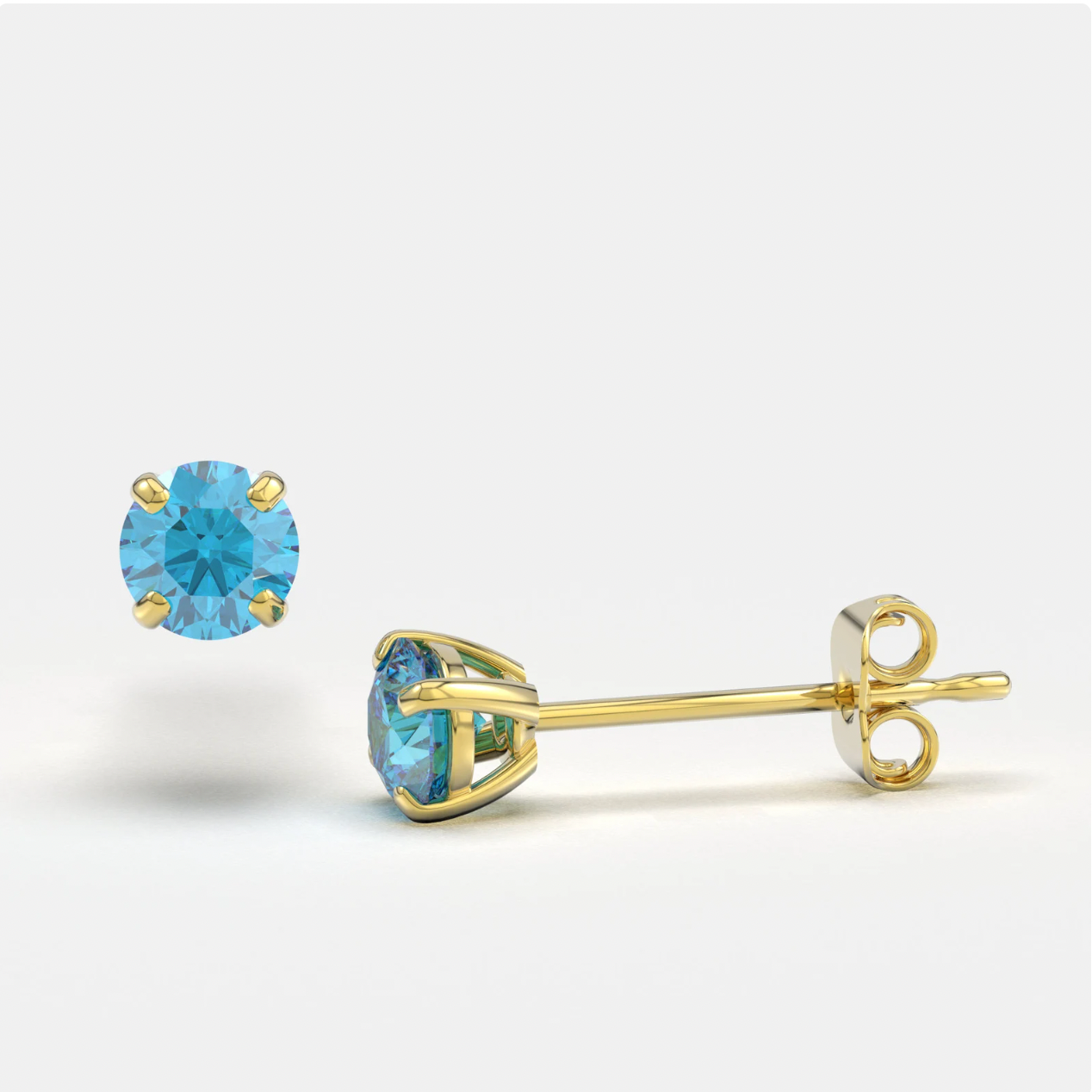 Bright Stone Zircon 14K Solid Gold Stud Earrings - BEYOND