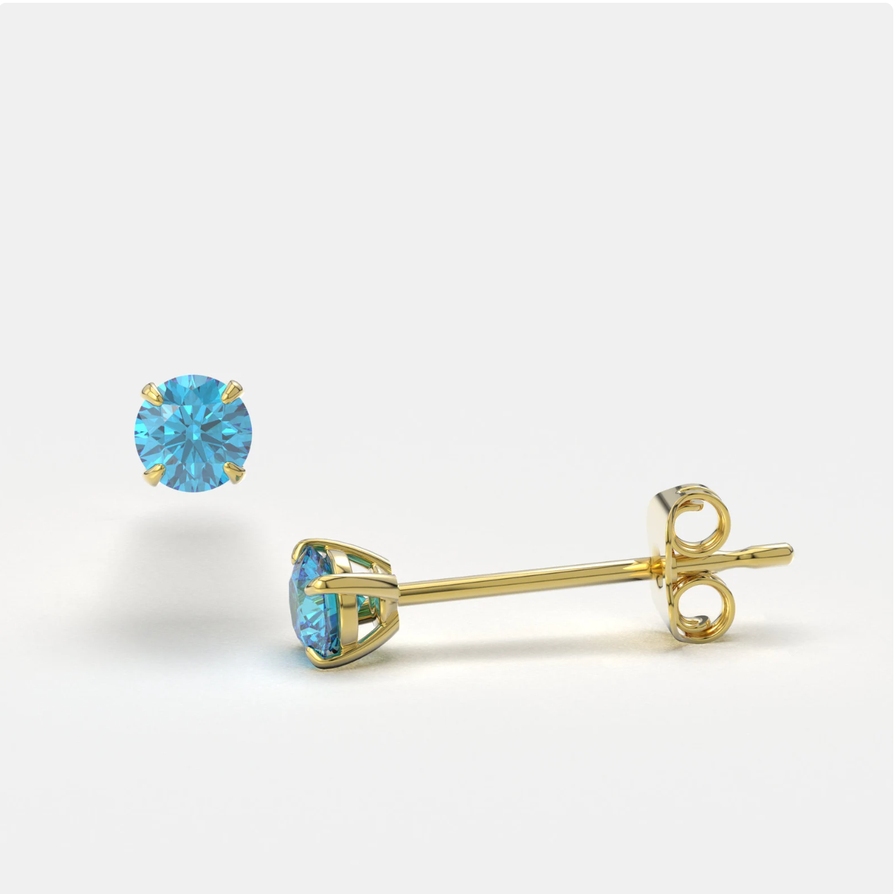 Bright Stone Zircon 14K Solid Gold Stud Earrings - BEYOND